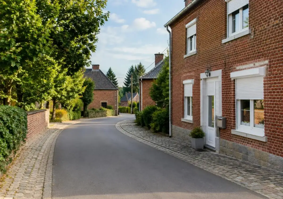 Rue de village brabançon bordée de maisons en briques