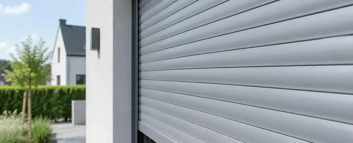 Volet roulant en aluminium gris clair neuf sur une maison récente